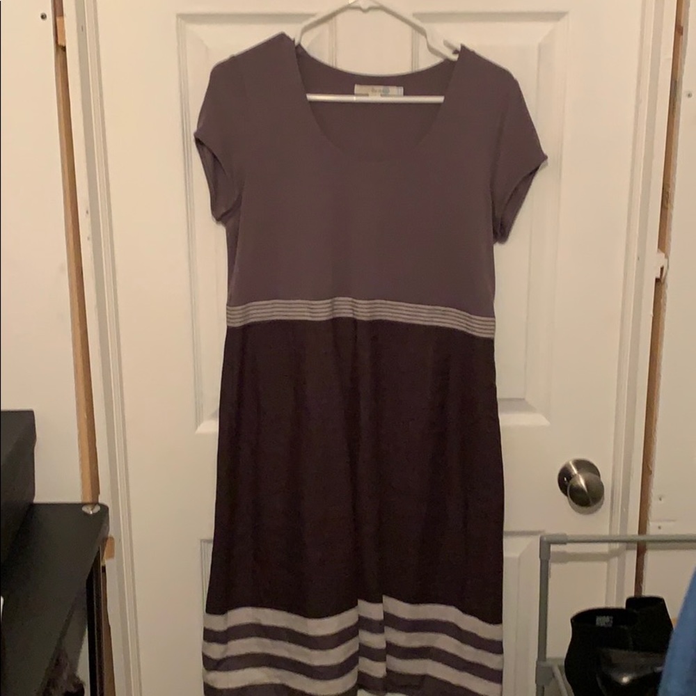 Grey jersey top linen dress